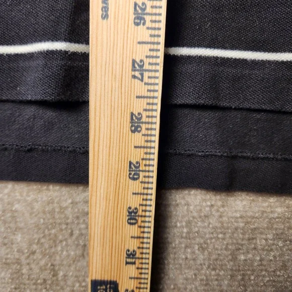 Polo Ralph Lauren Mens Large Black White Striped Short Sleeve Pique Polo Shirt - Picture 6 of 7